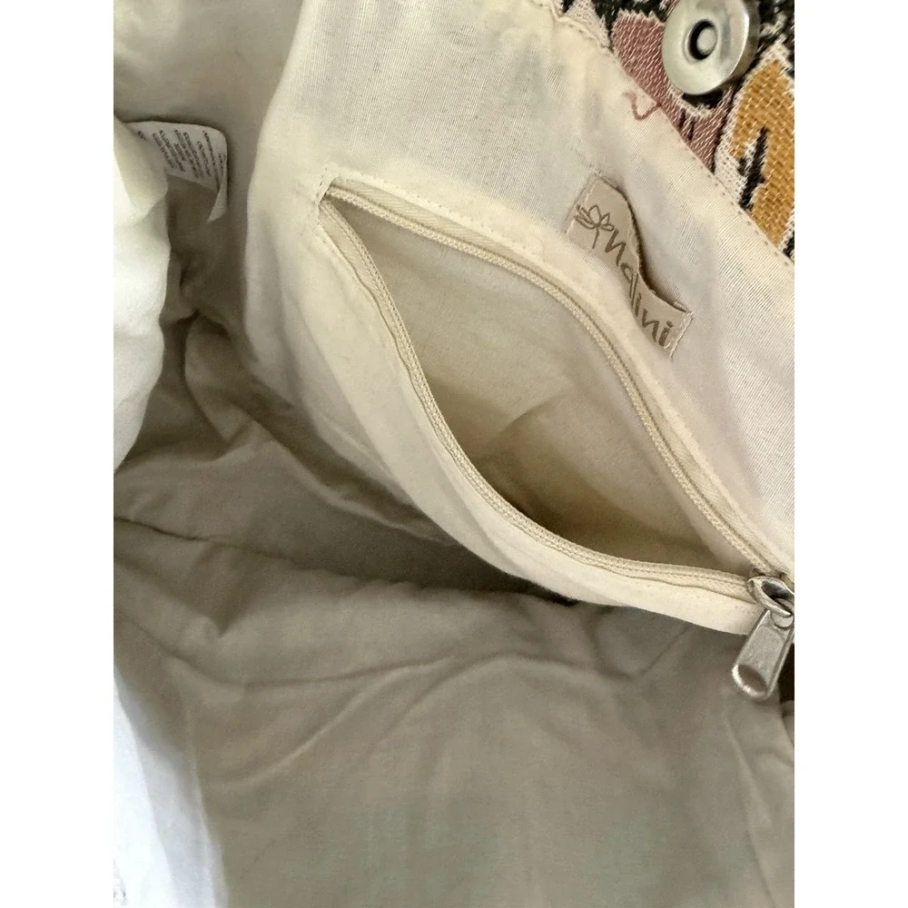Nalini Floral Tapestry Canvas Stripe Square Tote Bohemian Grandmacore